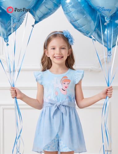 Image of Disney Princess Frozen Elsa Minnie Mouse Stitch Toddler Girl Romper With Skirt Overlay Summer Jumpsuit with Bow 2-6 Years