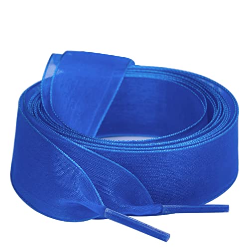 Booyckiy [2 Pair Flat Snow Yarn Shoe Laces For Sneaker 2Cm Wide Satin Ribbon Shoelaces For Women Girls, Royal Blue 39Inch(100Cm) #TOP7