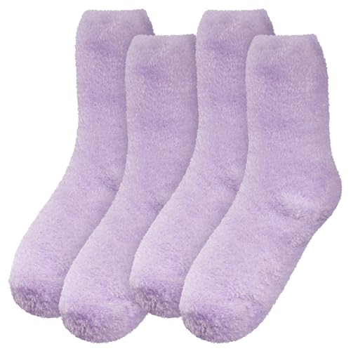 Image of BambooMN Women's Fuzzy Soft Colored Socks