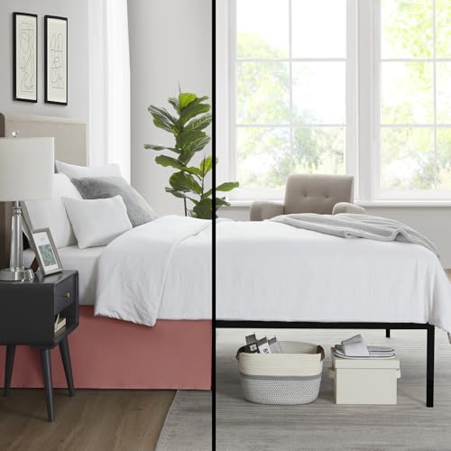 Image of Nestl Pink Clay Twin Bed Skirt - Twin Size Bed Skirt 14 Inch Drop - Brushed Microfiber Bed Skirts - Hotel Quality Pleated Bed Skirt - Shrinkage & Fade Resistant