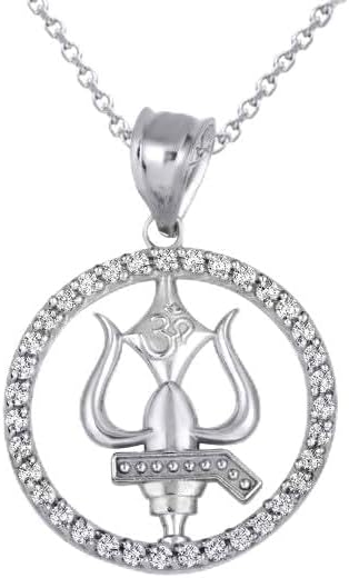 Claddagh Gold Hindu Om Circle with CZ Fine Pendant Necklace Real Solid .925 Sterling Silver