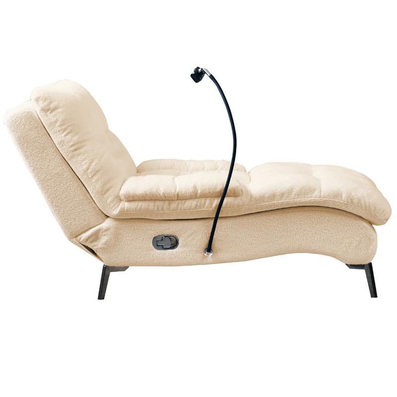 Sillón convertible 2 en 1 moderno reclinable y elegante para sala de estar, oficina en casa, lectura y relajación, diseño acogedor de lana de cordero