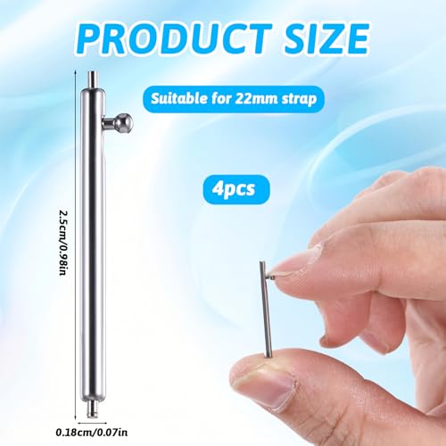 Tweruna 4 Stück Uhrenstifte, Schnellverschluss-Federstege, 22mm Edelstahl-Uhrenstifte Ersatzset für Uhrenarmband-Reparaturen