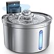 FEELNEEDY Fontanella per Gatti Senza Fili Acciaio con Sensore di Movimento a Forma di Fiore -3,5L, Separazione Acqua-Batteria 4000mAh, 3 Modalità, 1 Filtro Carbone Attivo [FN-W19]