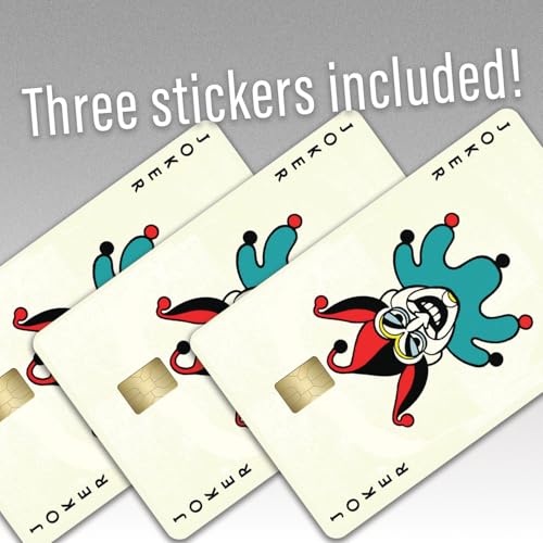 KCD Embalagem com 3 adesivos para cartão de crédito – Design ousado de cartas de baralho de coringa