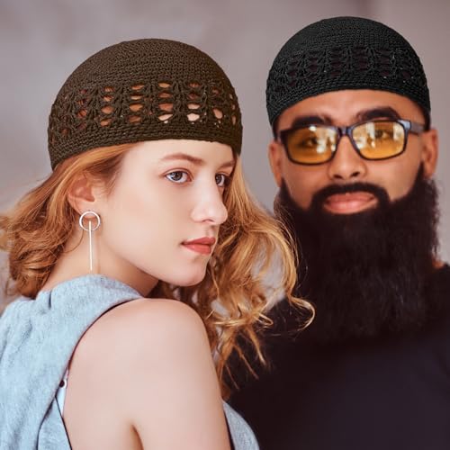 Image of Boyiee Kufi Hat for Men Muslim Knit Kufi Cap Crochet Beanie Skull Beanie African Hat for Men Women