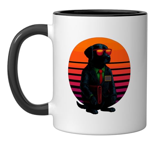 Retro Dog Investment Banker Mug Black/White