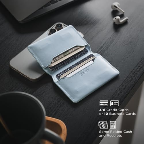 Image of VULKIT Slim Minimalist Card Holder RFID Blocking Leather Credit Card Holder Front Pocket Wallet Magnetic Closure