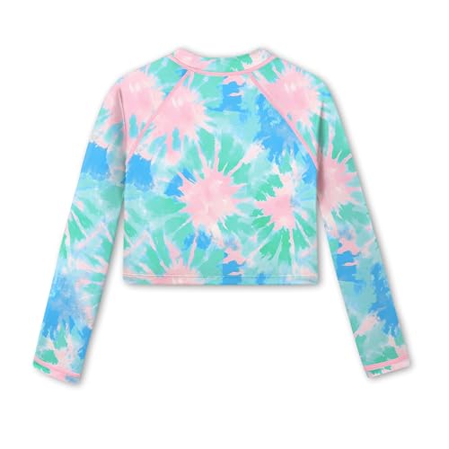 Image of BesserBay Girls Rash Guard UPF 50+ Long Sleeve Mock Neck Crossover Hem Swim Crop Top 4-14 Years