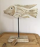 treibholz skulptur fisch 100% Handarbeit villa-lilla Holz Fisch Handarbeit Skulptur maritim Dekofigur Dekoobjekt Treibholz Meer 28 cm