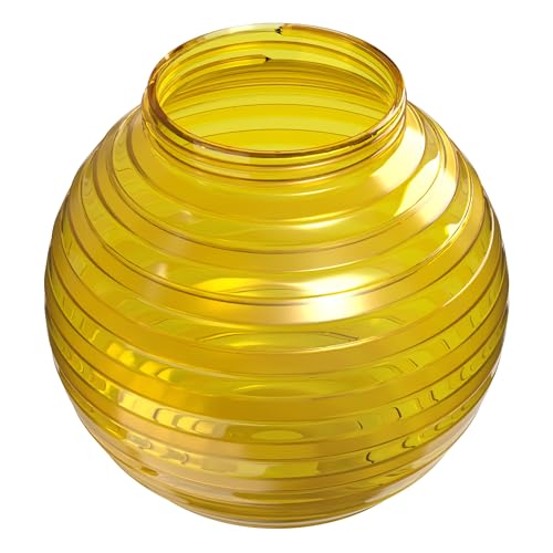 Image of KASTLITE 6 inch Globe Light Bulb Cover with 3.25 inch Threaded Screw-in Neck - Acrylic Plastic Replacement for Ceiling Lamp Shades, Outdoor Mood Lighting Fixtures & Camper Awning Lights - Yellow, Striped