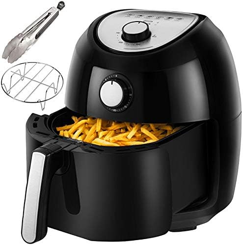 Air Fryer, 5.8 Quarts Air Fryers w/Accessories Cookbook, Grill Rack and Tongs Black