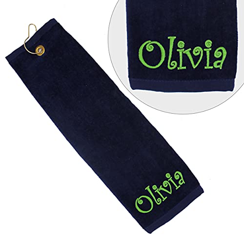 Custom Personalized Premium Golf Towel - Monogrammed Golfing Gift For The Golfer (Navy Blue) #TOP4