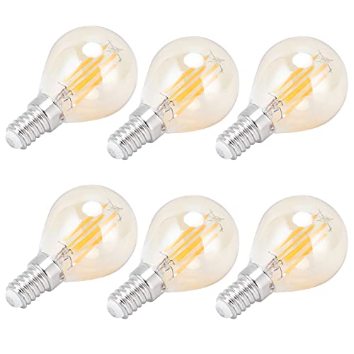 Ampoule LED E14 4W G45 lot de 6 en verre transparent blanc chaud 2700K pour lustre