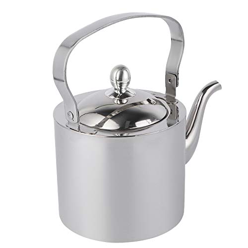 KhUkhu Tetera De Acero Inoxidable De 2 L con Infusor, Apta para Estufa, para El Hogar Y La Oficina, Ideal para Preparar Té De Hierbas Y Frutas,2L