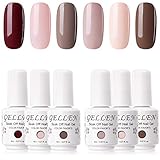 Gellen Gel Nail Polish Kit - Wine Nude Browns Tone Fall Winter Gel Polish Colors Set 6pcs, Trendy Warm Natural Colors Nail Gel Kit