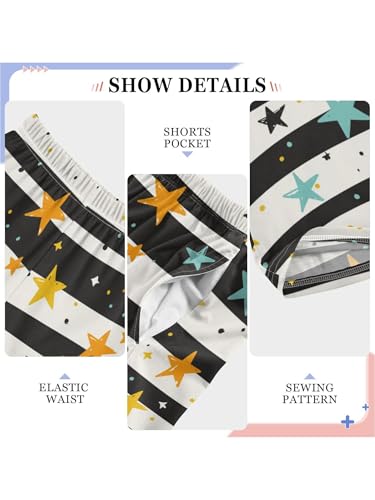 ZZKKO Yellow Blue Star Black Stripe Boys Pants for Kids Jogger Pants with Pockets S4