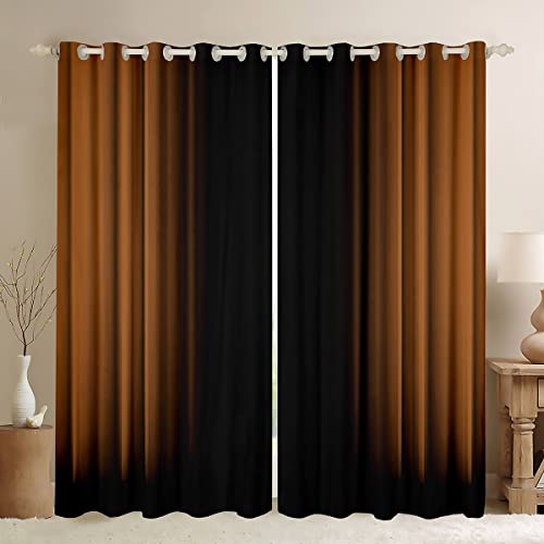 Feelyou Abstract Ombre Window Curtains for Bedroom Living Room Kids Teens Brown and Black Decor Window Drapes Treatments 52W X 84L,2 Panels