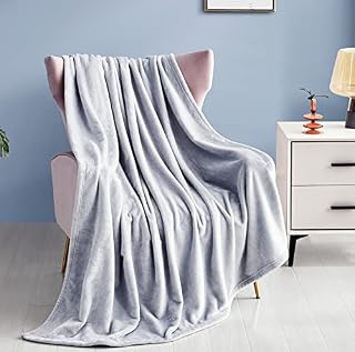 Maple&Stone Fleece Blanket Silver Grey - Fluffy Soft Sofa Throw Blanket, Warm Cozy Flannel Microfiber Travel Blanket for Bed and Couch Queen Size Lightweight Fit All Season