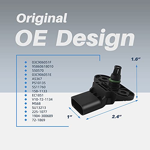 Otuayauto Map Manifold Absolute Pressure Sensor - Replacement For Audi A4 A6 A8 Q5 Q7, Vw Golf Jetta Passat Beetle Rabbit - Fit 2005-2018 Vehicles - 0261230234 Oem Aftermarket #TOP2