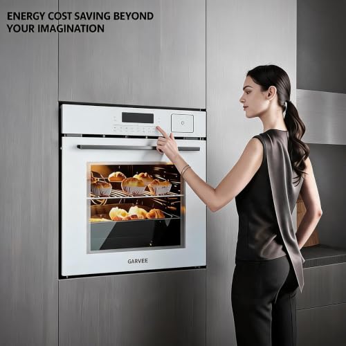 Image of Garvee 24 Inch Built-in Steam & Convection Oven with 8 Cooking Functions, 108 Smart Recipes, 2.5 Cu.ft Stainless Steel Convection Oven with Enamel Cavity, Touch Control, Stepless Temperature Adjus