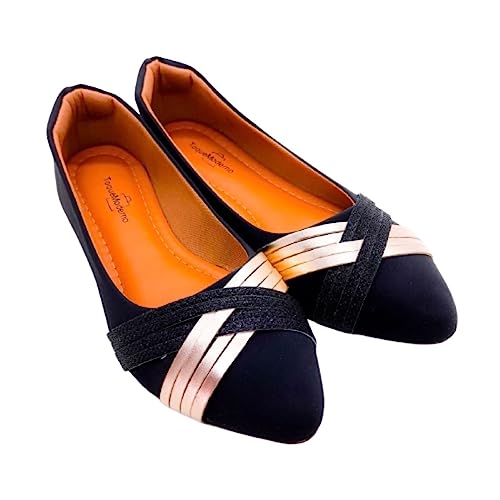 Sapatilha Feminina Total Confort Premium Preta e Dourada (35, Preta)