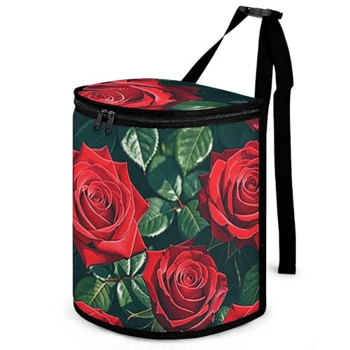Poubelle de voiture avec couvercle pliable Red Rose pour stopper les fuites