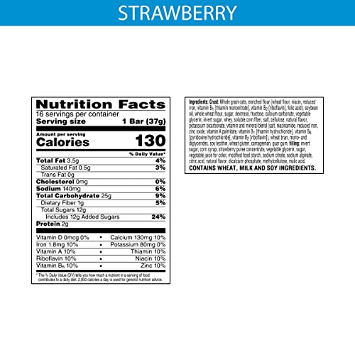 Nutri-Grain Soft Baked Breakfast Bars, Made With Whole Grains, Kids Snacks, Value Pack, Strawberry, 20.8Oz Box (16 Bars) #TOP2