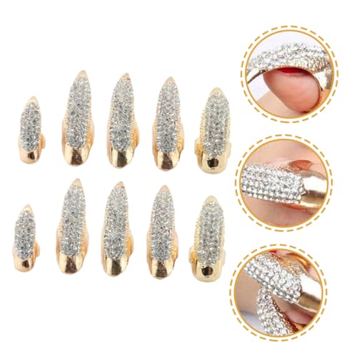 Bagues à ongles strass pour manucure rapide sans colle style punk bar - 4