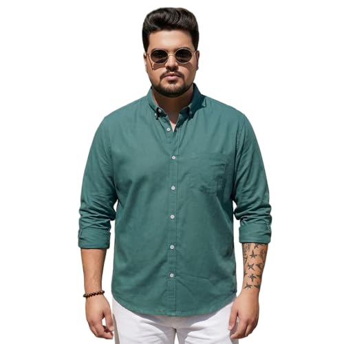 Image of Urbano Plus Men's Cotton Full Sleeve Regular Fit Solid Oxford Shirt with Button-Down Collar