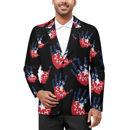 Juneteenth Flag Palm Print Funny Suits Blazer for Men Business Jacket 2 Button Sport Coat Wedding Office