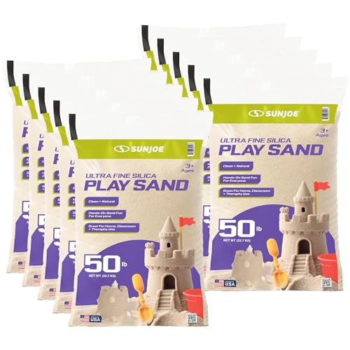 Image of Sun Joe 10 Pack Silica Play Sand for Sandbox, Sensory Table & Garden Spaces, Ultra Fine, 50 Lbs - Natural Craft Accessory for Molding, Digging & Sculpting - Ideal for Indoor and Outdoor Use