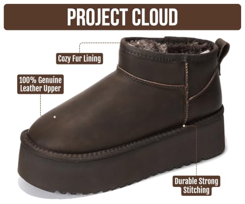 Image of Project Cloud 100% Genuine Leather Platform Ankle Boots for Women
