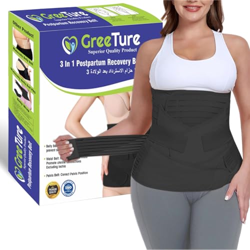 Image of 3-in-1 Postpartum Belt After Delivery - Abdominal Belt for Women Tummy Control | Pregnancy Belts After Delivery | Maternity Belt After C-Section | Abdominal Binder for Post Pregnancy Recovery (Universal) (Black)