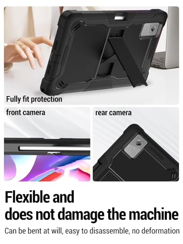 Image of for Lenovo Idea Tab Plus case 12.1 Inch Tablet, Shockproof Lightweight Silicone Protective Cover with Stand, Child-Friendly Protection, Black