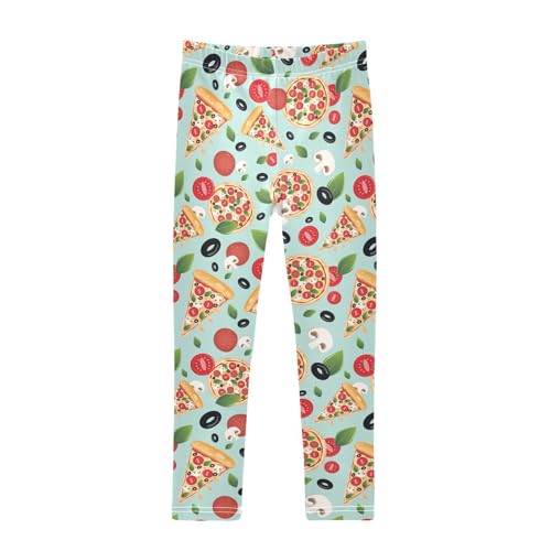 Hot Vegetarian Pizza Slices Girls Leggings,Workout Leggings for Girls Toddler Athletic Leggings Size for 3-10T