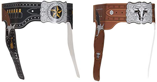 Amscan Western Cowboy Printed Paper Belts, One Size, Black & Brown