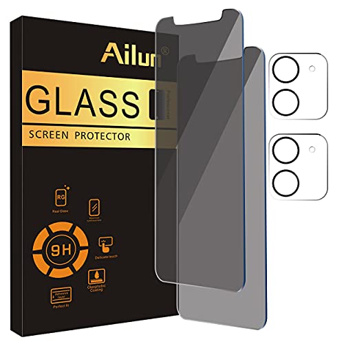 Ailun 2 Pack Privacy Screen Protector Compatible for iPhone 11[6.1 inch] + 2 Pack Camera Lens Protector,Anti-Spy Tempered Glass Film,[9H Hardness] - HD