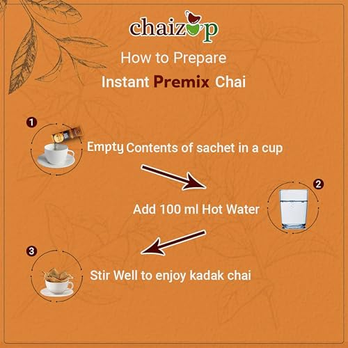 Image of Chaizup Premium 1 Min Instant Tea Premix - India's 1st Hanging Pack (15 Sachets, 5 Flavors) | Milk Tea, Saffron, Ginger, Masala, Cardamom | 15 Servings