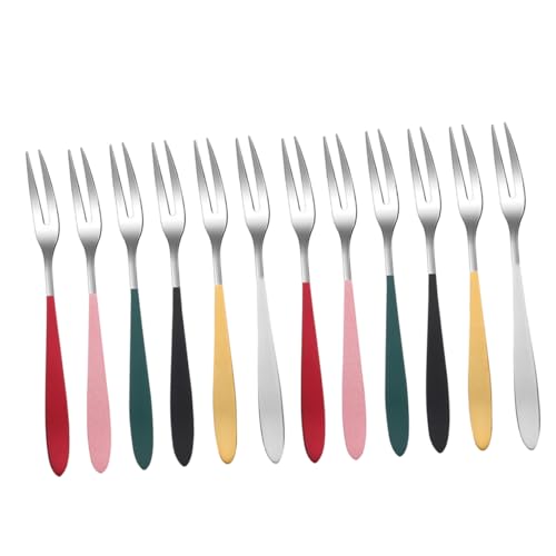 SOLUSTRE 12 piezas Tenedores de Inoxidable para Aperitivos y Postres Diseño Ergonómico y Resistente para Frutas Mini Tartas y Fiesta