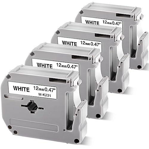 M-K231 Compatible with Brother P-Touch M Tape PT-M95 MK231 M231 12mm 0.47Inch Label Maker Tape for Brother PTM95 PT-70 PT-90 PT-65 PT85, Black on White, 1/2'' x 26.2', 4-Pack image 5