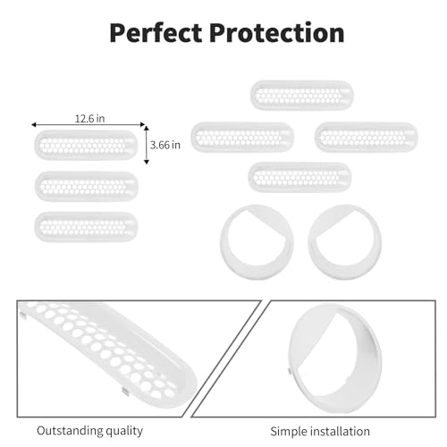 Image of JWWY Front Grille Insert Radiator Grille Grillwork Surround Assembly Inserts Headlight Headlamp Cover Trim Set Fit for 2007-2017 Jeep Wrangler JK JKU Exterior Accessories 9pcs White