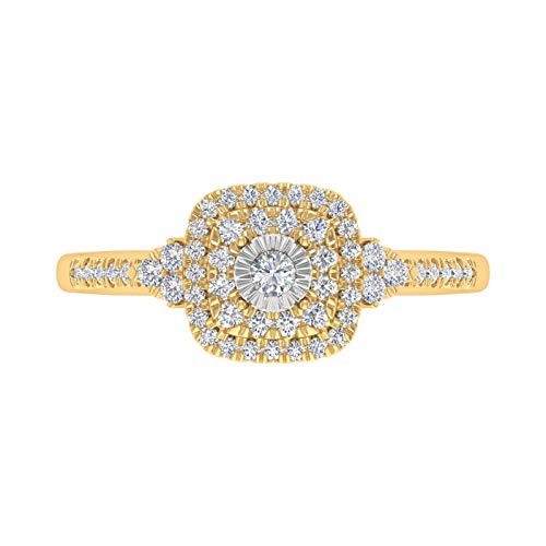 1/3 Carat Cushion cut Halo Diamond Engagement Ring in 10K Gold - IGI Certified3