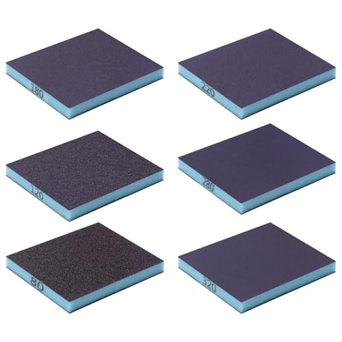 APOMOONS 6 Esponjas,80/120/180/220/280/320 Esponja para Metal, Madera Y Pared Esponja Lijas Reutilizables