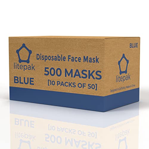 Litepak LPM50-BLUE-10XX 500Pcs Premium Disposable Face Mask Soft 3Ply Nose Wire thumb #3