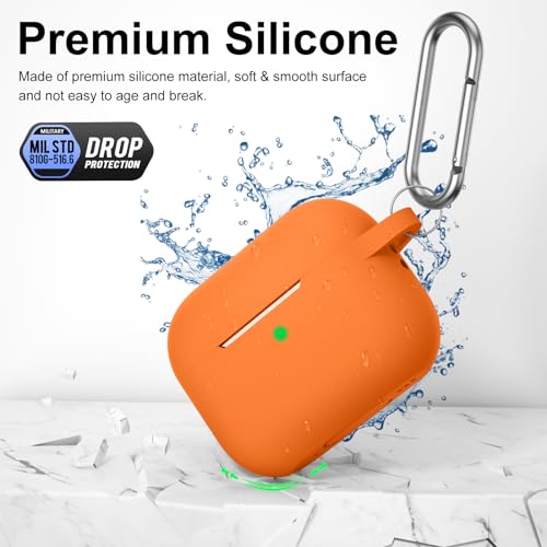 Image of for AirPods Pro 2nd 1st Generation Case Cover with Keychain, Protective Soft Silicone Skin Accessories for Apple AirPods Pro Charging Case 2022 /2019, Front LED Visible, Orange