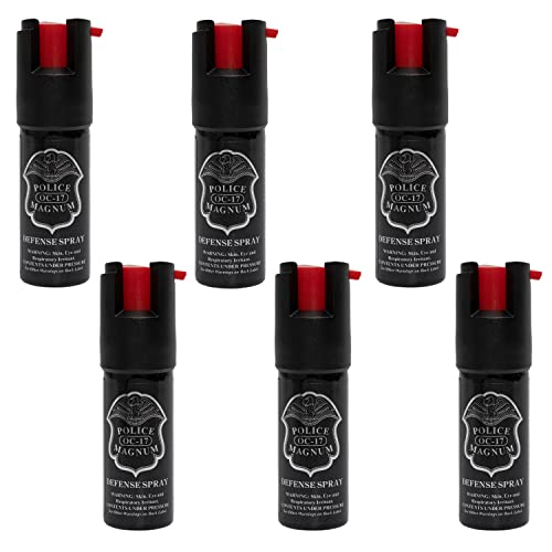 pepper spray wisconsin - POLICE MAGNUM Small Pepper Spray Self Defense Canisters- Max Heat Strength- 10-12ft Range- 6 Pack 1/2oz Twist Lock (Red)