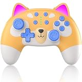 KINGEAR Wireless Pro Controller für Nintendo Switch/Lite/New Oled,Cat Controller Switch Kabellos für Geschenke,Katze Switch Kontroller für Nintendo mit 6-Achsen Gyro,Turbo,Motion Control（Blau）