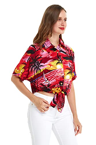Image of Hawaii Hangover Family Matching Hawaiian Clothes, Sunset Red | Family matching Hawaiian outfits, Sunset Red, lightweight rayon, machine washable, tropical floral print, luaus, cruises