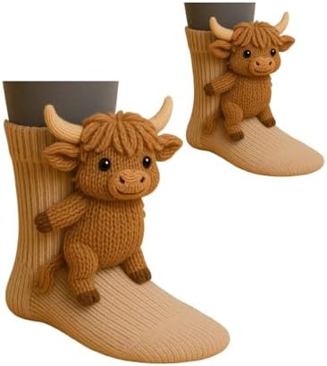 Christmas Socks for Adults Funny 3D Knit Animal Socks Cute Warm Novelty Sock for Winter Christmas Party Fun Gifts